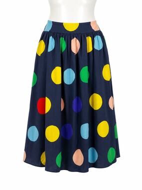 Frock Shop Polka Dot Maxi Skirt Lined Elastic Waist Est Medium Colorful